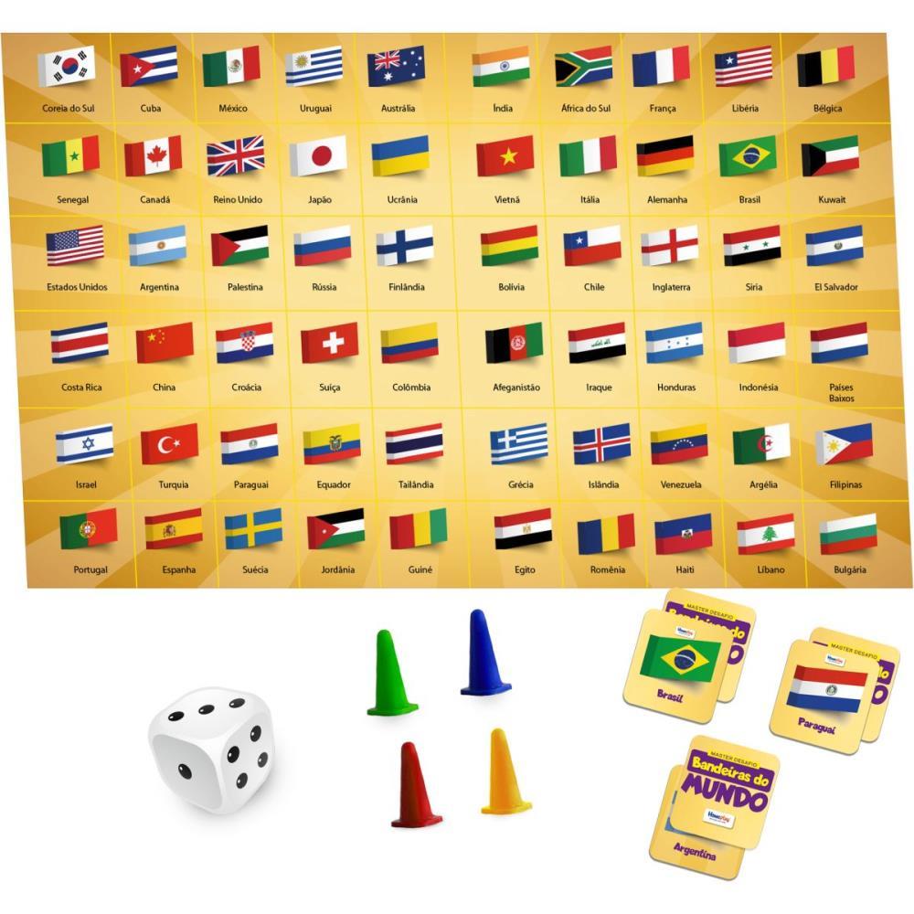 JOGO DE TABULEIRO BANDEIRAS DO MUNDO
