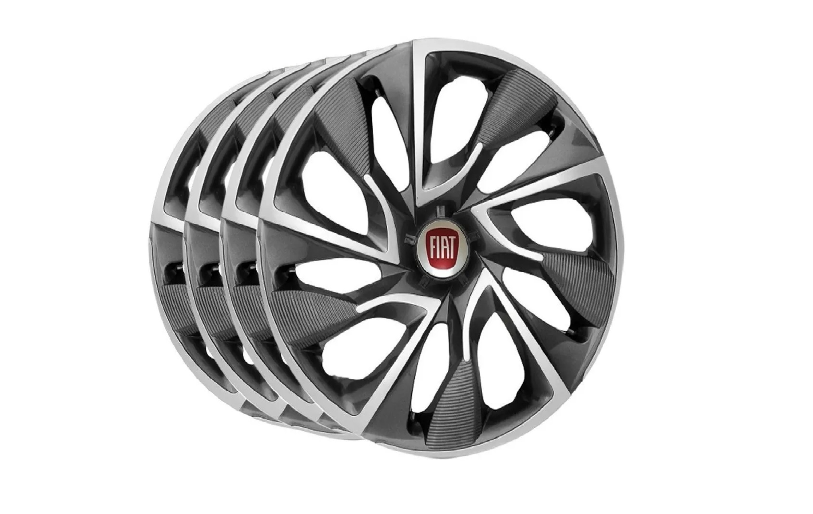 Jogo Calota Aro 14 Esportiva Black Silver...