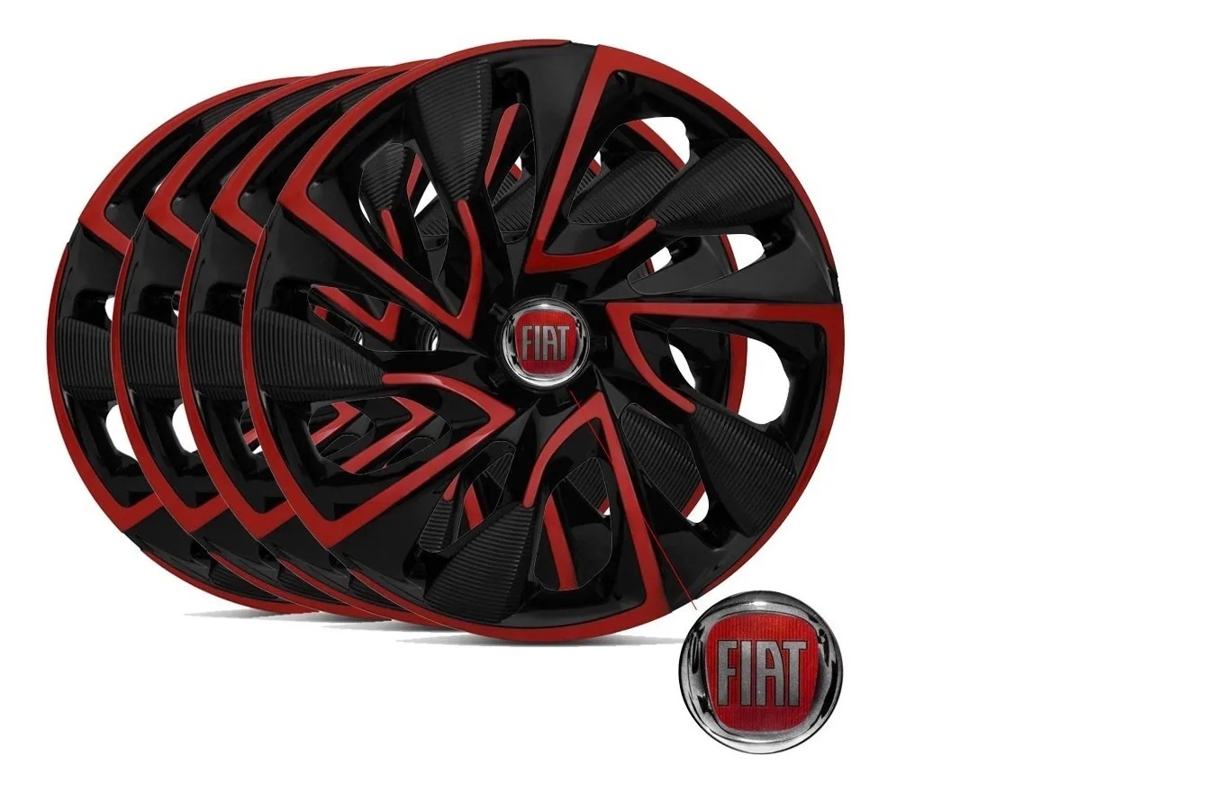Jogo Calota Aro 14 Esportiva Ds4 Red Fiat...