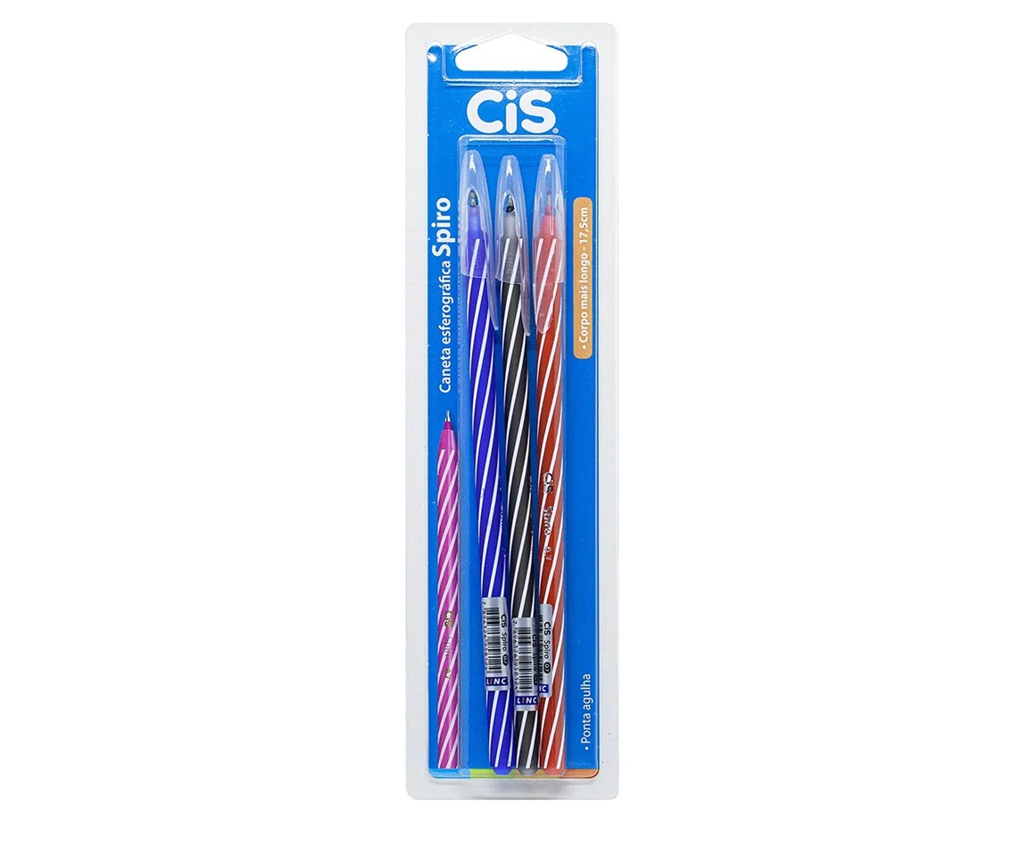 Kit 3 Canetas esferografica Cis Spiro 0,7...