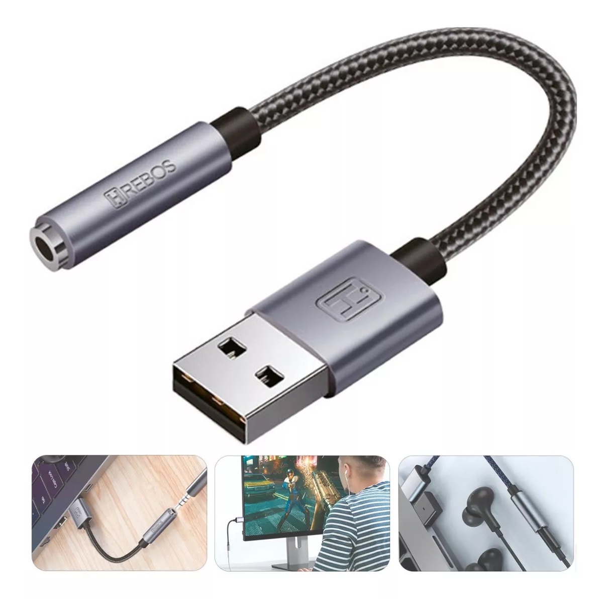 Adaptador Usb P2 Fone Microfone 3.5mm Pc ...