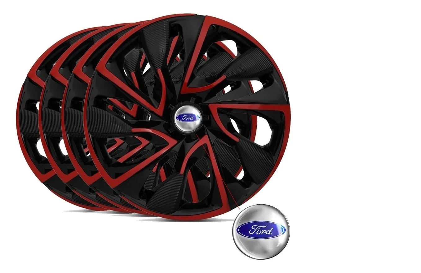 Jogo Calota Aro 14 Esportiva Ds4 Red Ford...