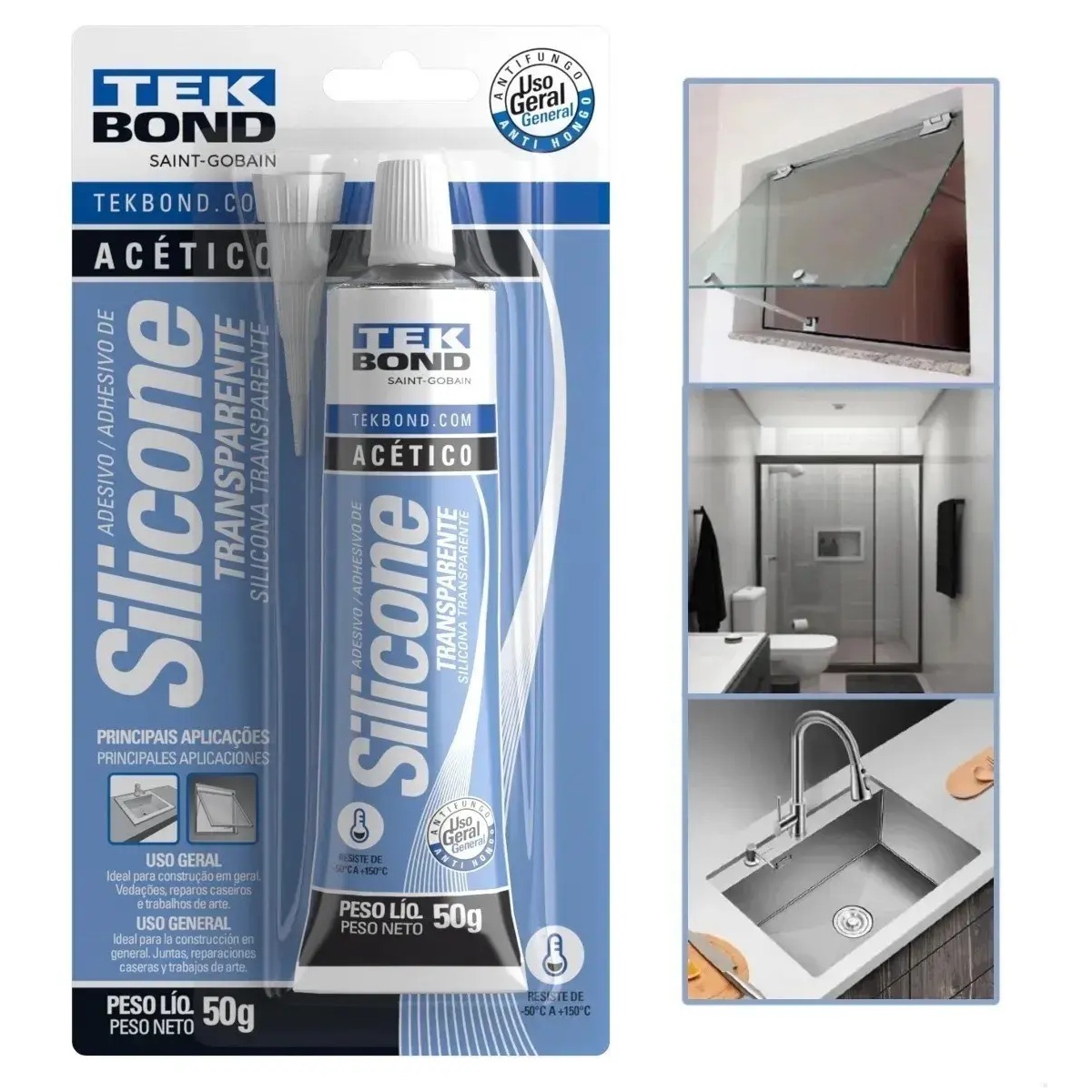Adesivo Silicone Tekbond Acético Transpar...